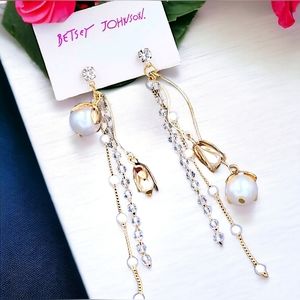 Gold-plated Crystal Pearl drop earrings with silver post BOGO